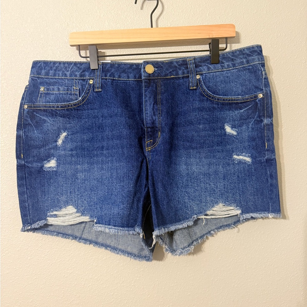 Seven7 Classic Blue Ripped Jean Shorts